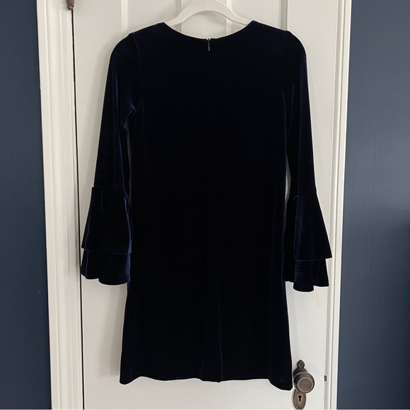 Navy Retro Boho Bell Sleeve Velvet Cocktail Dress Short Mini Whimsigoth Size S - Picture 4 of 6